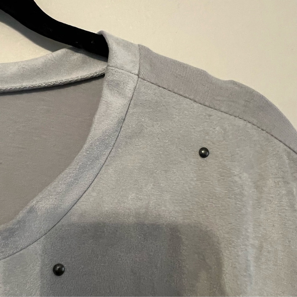 DG2 Grunge Goth Slouchy Oversized Retro Studded Faux Suede Blouse Top XL - Picture 6 of 13